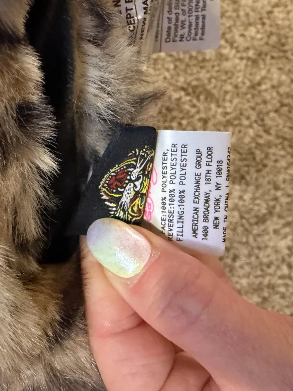 Ed Hardy Leopard Faux Fur Luxe Throw Blanket 50x70 Scalloped Trim NWT